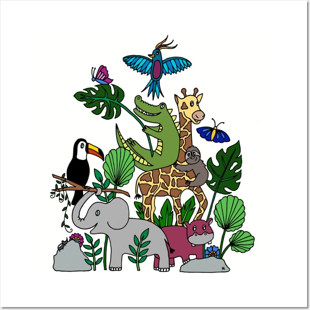 Jungle Animals Pileup Wall Art by HLeslie Design